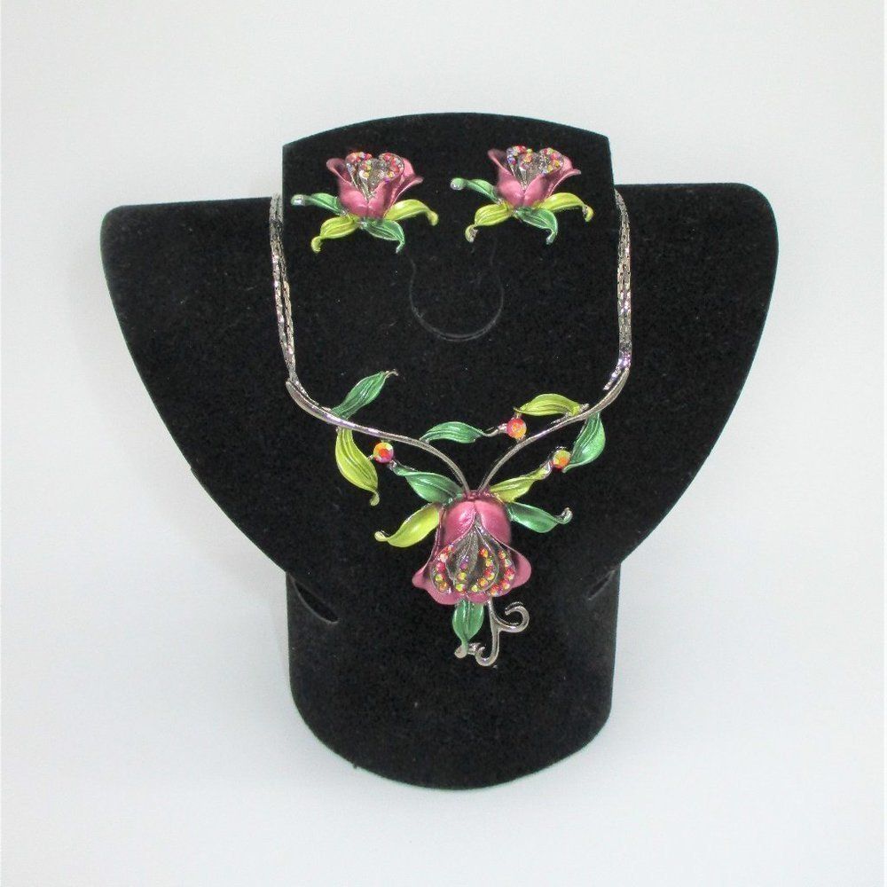 Tulip Necklace And Earrings Jewelry Set